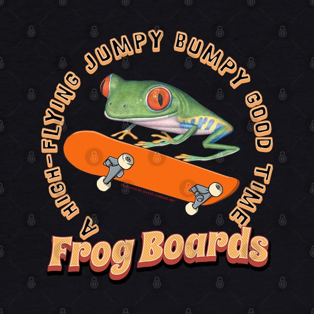 Funny Cute Red Eyed Tree Frog Riding Skateboard by Danny Gordon Art